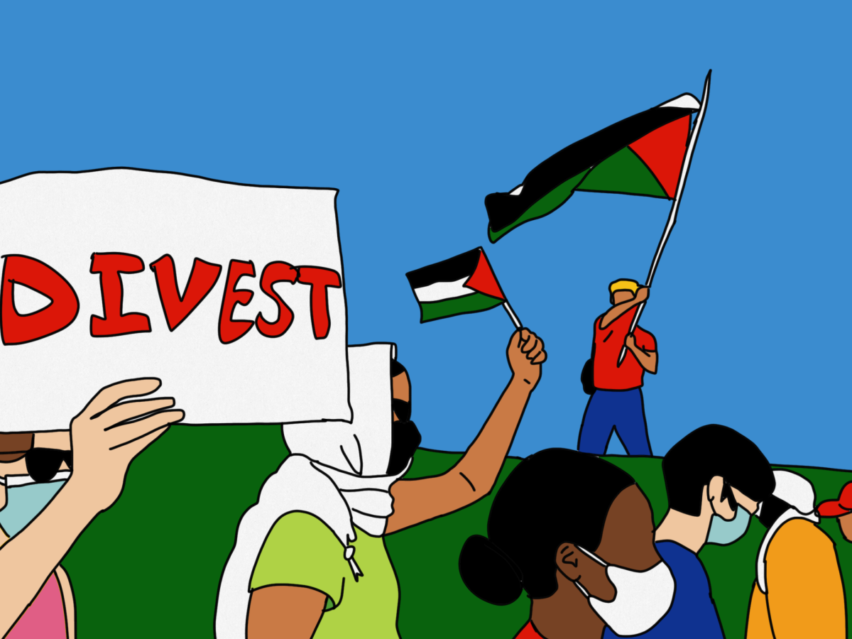 Students protest for their universities to engage in divestment.