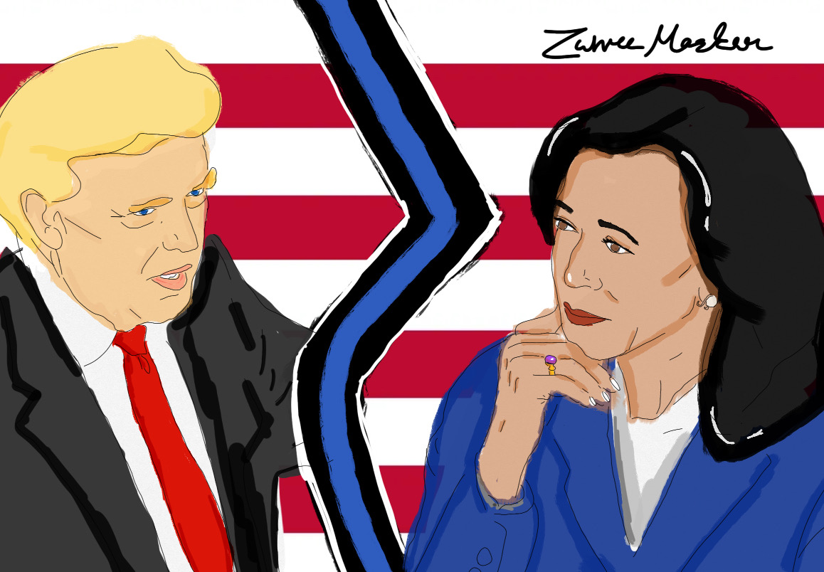 Former President Donald Trump and Vice President Kamala Harris face off on the CNN debate stage. 