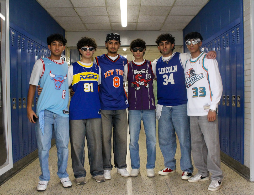 Seniors Alan Pulinthanathu, Sahir Bhatia, Usman Iqbal, Aayan Ahmed, Arjit Nair and Jash Mody dress in '90s inspired outfits.  