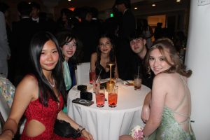 Sharon Xiao, Theodora Doukas, Caleigh Grima, Thomas Tufano and Olivia McLaughlin sip mocktails at the prom.